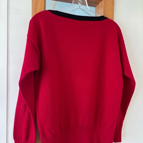 Lauren Ralph Lauren Red Pullover Boat Neck Button Accent Sweater Size Large EUC - Picture 8 of 8